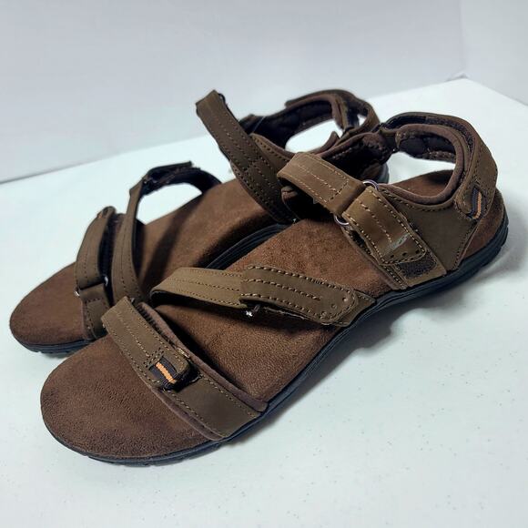 New Balance Maya Sports Sandals Nubuck Sz 9D 8.5 Brown Leather Anatomical Heel - Picture 5 of 15